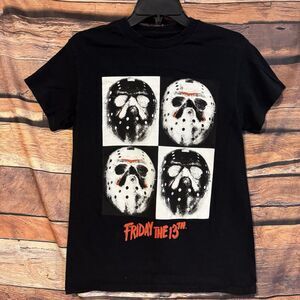 Friday The 13th Jason Mask T-Shirt Mens Small S Black Horror Movie Slasher
